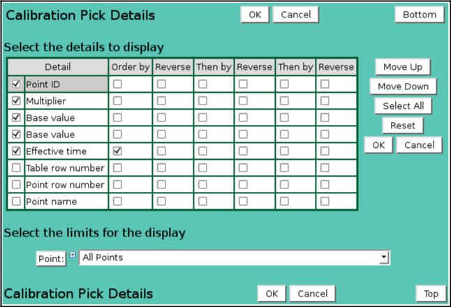 Calibration Pick Details
