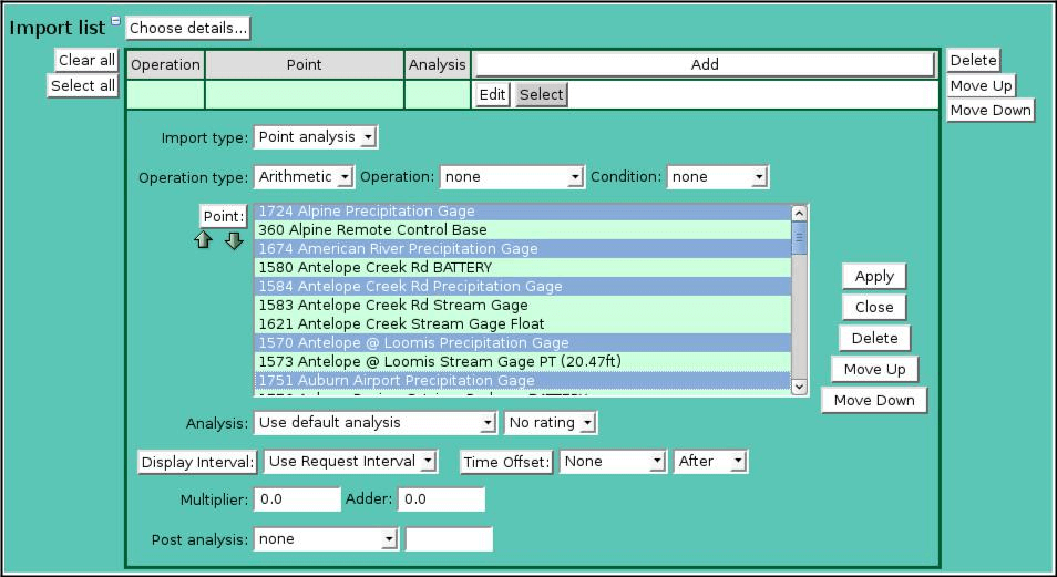 Equation Import List Add Panel