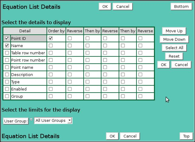 Equation List Details