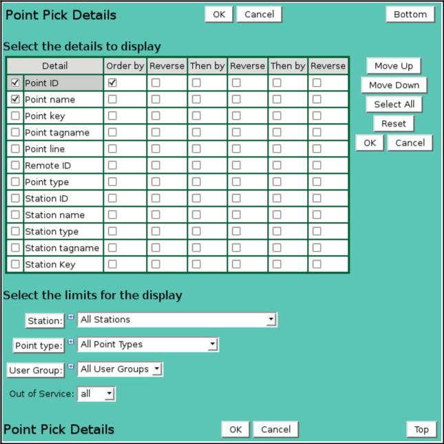 Point Pick Details