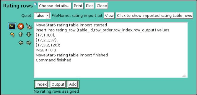 Rating Table Import Command